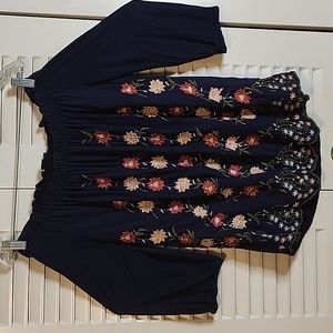 3 bundled items for $20 Lucky Brand off the shoulder embroidered top